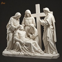 Chrétien Catholique Célèbre Grande Pierre Sculpter Jésus 14 Station Treizième Station Marbre Blanc Jésus Corps Vers Le Bas De La Croix Statue