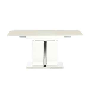 <span class=keywords><strong>Table</strong></span> à manger de luxe <span class=keywords><strong>extensible</strong></span> MDF lumières blanc acier inoxydable jambe bois dîner cuisine - Product Image 4