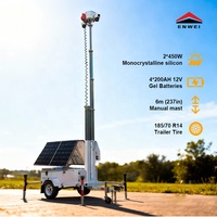 Nouvelle arrivée : remorque CCTV mobile solaire avec mât télescopique, remorque solaire personnalisée, usine chinoise