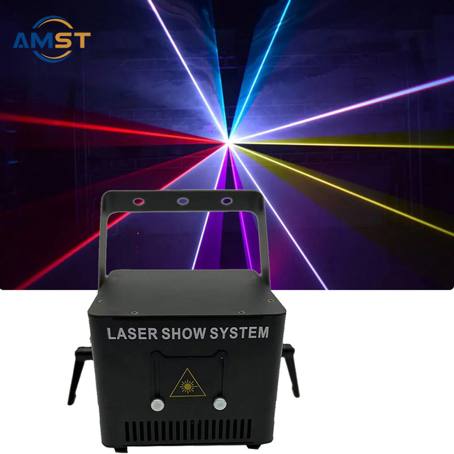 Mini 1W Dj Laser Light RGB Stage Lighting Equipment Square Body Beam Line Animation Scan for Club Disco Party Wedding Lamp