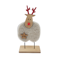Décorations en bois personnalisables Oiseau de cerf en bois avec corps velouté enveloppé de laine avec base en bois drôle et mignon pour la décoration de Noël