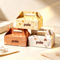 Boîtes à gâteaux ondulées de petite taille avec poignée, en matériaux recyclés de qualité alimentaire, avec logo personnalisé, pour l'emballage alimentaire