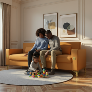 โซฟาเข้ามุมปรับเอนกำมะหยี่ทันสมัย 3 ที่นั่ง พร้อมขาโลหะและหมอนอิง สำหรับห้องนั่งเล่นในโรงแรมและวิลล่า - Product Image 2