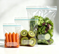 Groothandel PE Ziplock voedselbewaarzakjes transparant herbruikbaar diepvrieszakjes met datumlabel voor fruit groente keukenopbergruimte