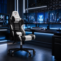 Chaise de jeu avec base résistante à une charge statique de 1136 kg, charge maximale de 150 kg, chaise de course en cuir PU pour l'e-sport et les jeux