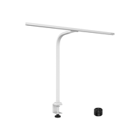 Lampe de bureau LED blanche à pince large, télécommande, bras articulé long réglable, lumière intelligente à gradation IA pour usage professionnel