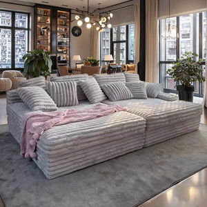 Sofá Sem Estrutura com Almofada e Encosto em Capitonê, Sofá de Chão Estofado com Braços, Sofá na Caixa, Nenhuma Montagem Necessária - Product Image 1