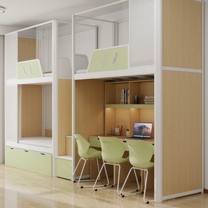 Lits superposés modernes en métal pour dortoir scolaire et appartement avec espace de stockage - Product Image 4