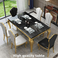 Table à manger rectangulaire de luxe nordique légère pour 6 personnes, petit appartement, maison