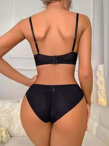 Conjunto de Lencería de Encaje de Nailon Color Granate, Conjunto de Brasier y Bragas Blanco Sexy, Conjunto de Brasier y Bragas con Push-Up - Product Image 4