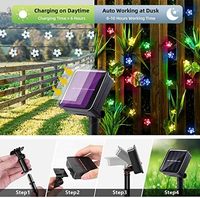 ITICdecor 50 LED guirlande solaire fleur lumières extérieur étanche fée lumière décorations pour jardin clôture arbre de noël pelouse