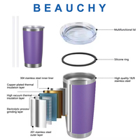 Beauchy Offre Spéciale gobelet à café en acier inoxydable, Double isolation, Logo personnalisé, tasse de voyage de café de 20oz 30oz avec couvercle