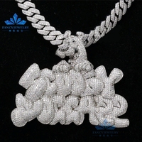 Personnalisé Glacé VVS Baguette Moissanite 925 Argent Plaqué Or Hip Hop Lettre Nom Chaîne Pendentif Hommes Fine Jewelry