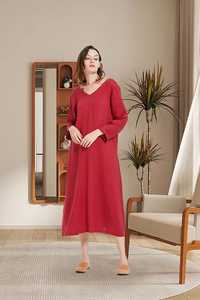 B29b Black Cotton <b>Linen</b> Oversized <b>Dress</b> Wholesale Minimalist Cocoon Style Long Sleeve <b>Womens</b> Apparel Manufacturer - Product Image 2