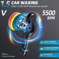 Pulidora Orbital Aleatoria Portátil de Grado Industrial de 125 mm, con Almohadilla Autoadhesiva, a Batería Recargable, para Encerado Automotriz