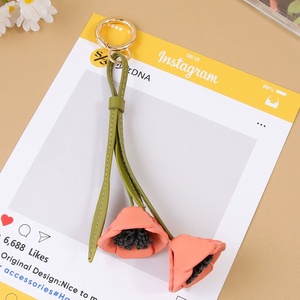 Creative 2026 <b>Summer</b> <b>Decoration</b> Birthday Gift Women Fashion Clothing Accessories Soft PU Leather Pink Flower Handbag Charms - Product Image 4