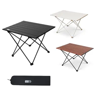 Mesa Grande plegable para acampar al aire libre, mesa lateral estable ligera con bolsa de almacenamiento, fácil de montar, adecuada para barbacoa, césped, Playa