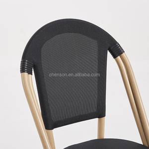 Muebles de jardín Patio bambú como malla acabado apilable Silla de comedor café restaurante uso Metal silla al aire libre - Product Image 6
