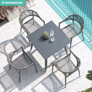 เก้าอี้หวายสวนเฟอร์นิเจอร์รับประทานอาหารกลางแจ้งดีไซน์ทันสมัยพร้อมโครงโลหะสำหรับอพาร์ทเมนต์ร้านอาหารวิลล่าลาน - Product Image 3