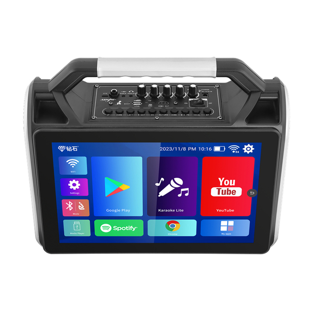 Dual 4 Inch Woofer 2-way 90w Music Angel Mini Boombox Portable Karaoke Machine Speaker with 14.1 Inch Screen