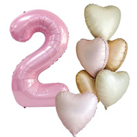 Ensemble de ballons en aluminium numérotés Macaron Love de 40 pouces en poudre nacrée pour les fêtes d'anniversaire et les anniversaires.