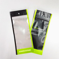 Sac d'emballage de détail en plastique biodégradable avec fermeture éclair transparente frontale et encoche de déchirement, pour bijoux, décorations et ornements suspendus
