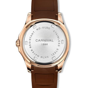 CARNIVAL 41 毫米椭圆形机械手表，不锈钢表壳，橡胶表带，豪华冰晶镶嵌表壳 - Product Image 3