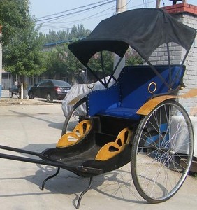 Carrozza Tradizionale Cinese a 2 Ruote per Passeggeri, Triciclo Trainato a Mano, Risciò - Product Image 5
