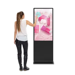 Soporte de suelo para señalización digital interior LCD publicidad pantalla táctil 55 pulgadas tótem quiosco Digital