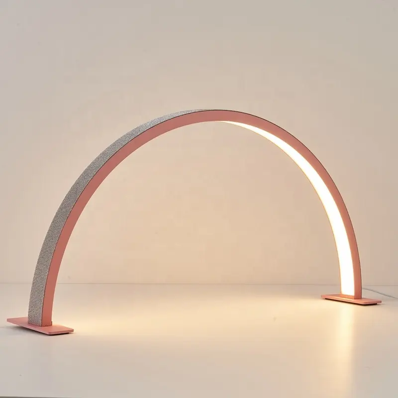 Lámpara de arco de gran tamaño de 75cm de diámetro, luz de anillo de media luna de mesa LED con diamante para salón de uñas, logotipo gratuito