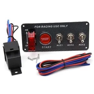 Car Accessory 12V LED Toggle Ignition Switch Panel Engine Start Push Button Set Universal for 12V Power Speediness & Racing Car