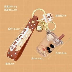 Alta calidad nueva llegada acrílico colorido oso colgante leche té taza llavero bolsa juguete felpa llaveros - Product Image 6