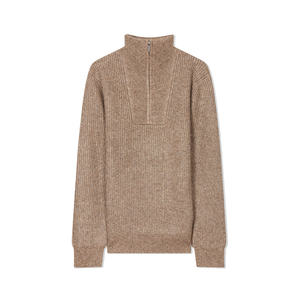 Durable <b>Men</b> Ribbed Trucker Collar Sweater Breathable <b>Zipper</b> Closure Built Quality Yarns for Long Lasting Wear Consistent Shape - Product Image 1