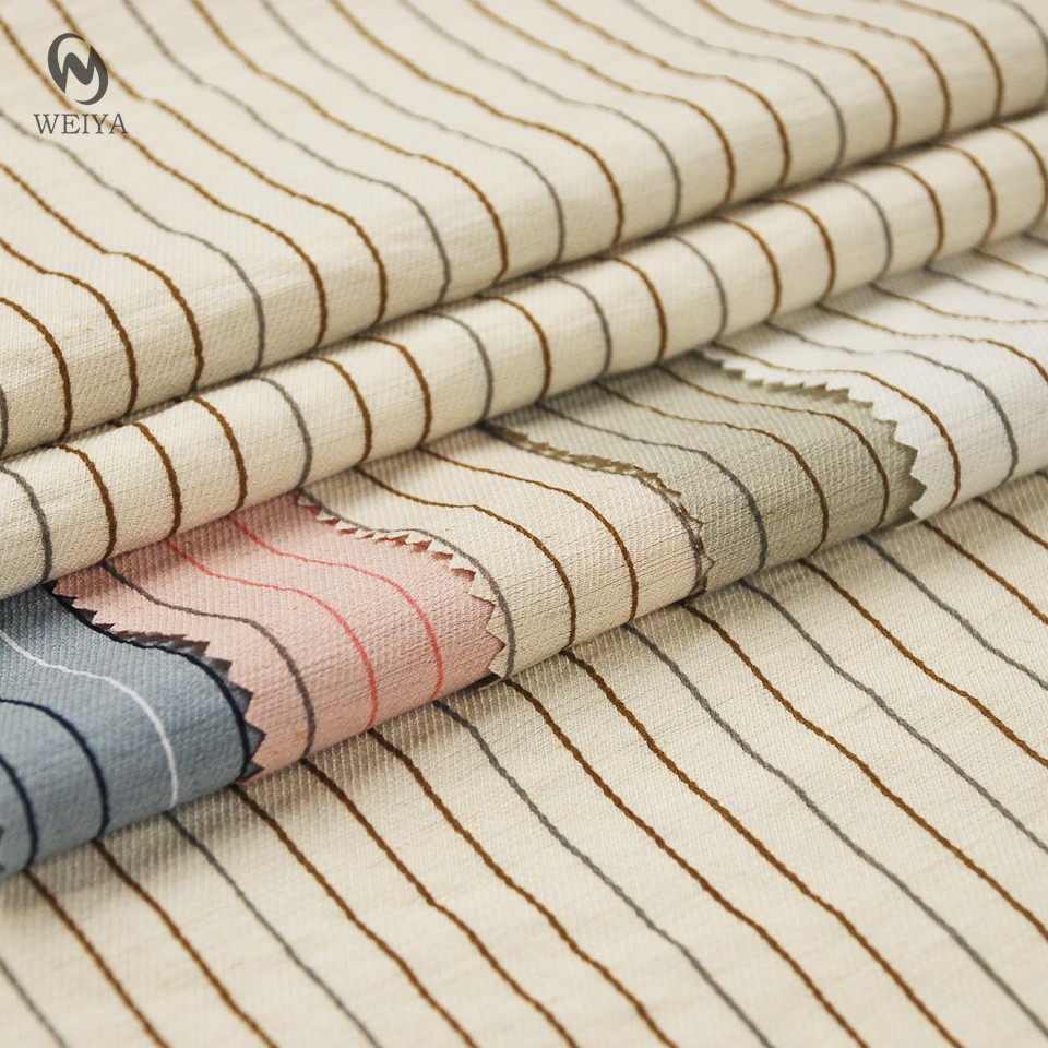 Yarn Dyed 100gsm Lightweight Three Colors Striola Original Color Rayon Nylon Linen Stripe Twill Fabric