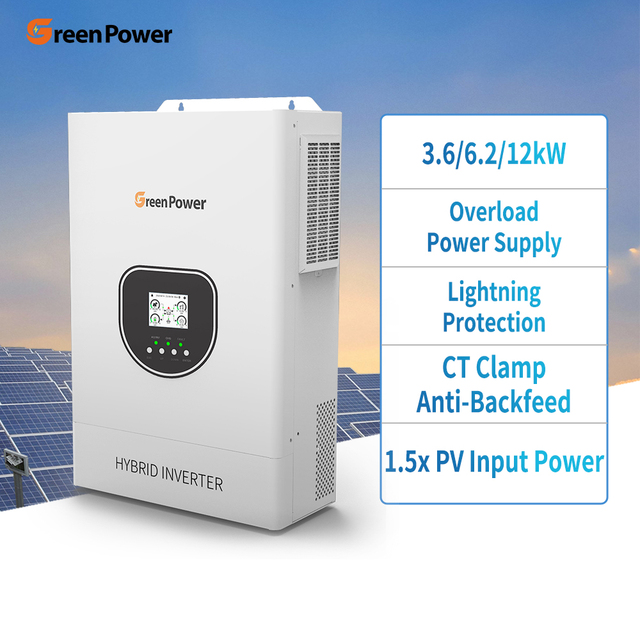 GreenPower IP21 Waterproof Factory Custom LOGO DC/AC Inverters 3.6KW 6.2KW Inverter 3600W 6200W Pure Sine Wave Inverter