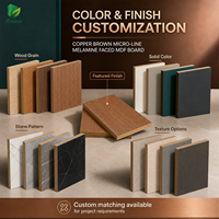 Panneau MDF mélaminé Jinbase 18 mm, grain vertical fin brun cuivré, E0, 1220x2440 mm, panneau de fibres à densité moyenne stratifié mélamine