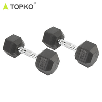 Haltères hexagonaux en caoutchouc noir TOPKO Gym Power Training pour usage en salle de sport, 10 kg, 40 kg, 50 kg, ensemble d'haltères hexagonaux