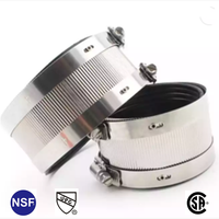 Raccords de réparation de tuyaux flexibles en acier inoxydable/caoutchouc TJTC, accouplements sans moyeu, connexion à bride, collier de serrage pour tuyau, NSF/UPC