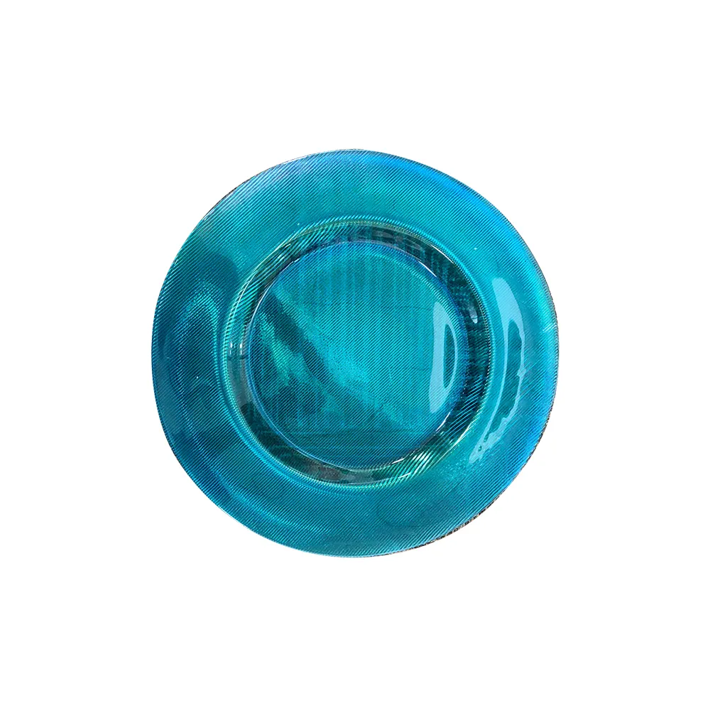 Neuankömmling hochwertige Spirale Deniz Himmelblau Glas Lade platte für Hochzeits dekoration