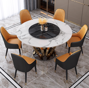 Juego <span class=keywords><strong>de</strong></span> mesa <span class=keywords><strong>de</strong></span> comedor redonda moderna, <span class=keywords><strong>Diamante</strong></span> triturado <span class=keywords><strong>de</strong></span> oro rosa, <span class=keywords><strong>piedra</strong></span> <span class=keywords><strong>de</strong></span> acero inoxidable o mármol, muebles para el hogar <span class=keywords><strong>de</strong></span> estilo italiano <span class=keywords><strong>de</strong></span> 10 plazas - Product Image 2