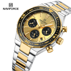 NAVIFORCE 8049 SGG Gold Dial <span class=keywords><strong>Custom</strong></span> Logo Reloj de cuarzo para hombres Cronógrafo Luminous <span class=keywords><strong>Hand</strong></span> Reloj de pulsera Pequeño reloj de tres agujas - Product Image 1