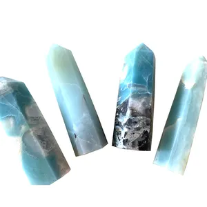 Attractive Price New Type Crystal Calcite Tower Healing Natural Stone Sky Blue Crystal Tower