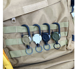 DF 125*40mm Retractable Heavy Duty Pull Reel Carabiner Strong Steel Wire Rope Buckle Spring <b>Key</b> <b>Ring</b> Outdoor Sporty Keychain - Product Image 2