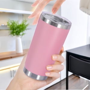 Gobelet à café isolé de 20oz avec couvercle Tasses à café glacées thermiques à double paroi avec revêtement en poudre anti-éclaboussures pour glace et boissons chaudes - Product Image 4