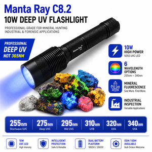 Linterna UVC Profesional de 10W, de Aluminio, para Camping, 255nm 310nm 275nm 254nm, UV Profundo, 26650, Detección de Fluorescencia Mineral, Manta Ray - Product Image 1