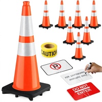 (Paquet de 8) Cônes de signalisation réfléchissants SILARYO de 28 pouces, orange, très résistants |   Ruban de signalisation de 330 pieds avec 3 panneaux amovibles |   Utilisation dans la construction