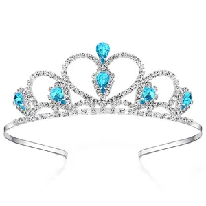 Finestyle Red Gems Rhinestone Tiara Sem Pente para Little Kid Big Prom Aniversário Elsa Princesa Crown Girl Tiara