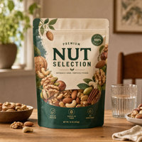 Sachet d'emballage personnalisé pour noix mélangées de qualité alimentaire, imprimé sur mesure, avec fermeture éclair réutilisable et refermable, pour amandes et noix de cajou