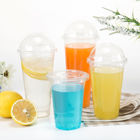 Gobelet jetable LOKYO 90 mm en PET transparent, 500 ml, pour boissons froides et bubble tea, avec couvercle en dôme, pour emporter