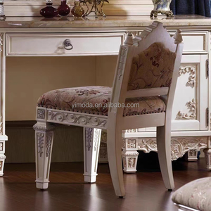 Table de toilette <span class=keywords><strong>baroque</strong></span> antique sculptée en blanc, ensemble de chambre à coucher, commodes à 3 tiroirs, table de maquillage en bois de chêne blanc antique - Product Image 2